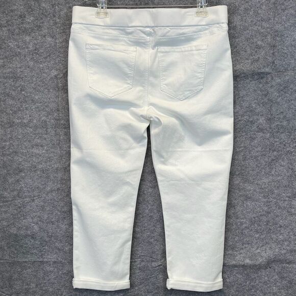 LIVERPOOL Jeans Women's Size 12 Bright White Capri Pull-On Rolled Cuff Pants EUC - Picture 11 of 16